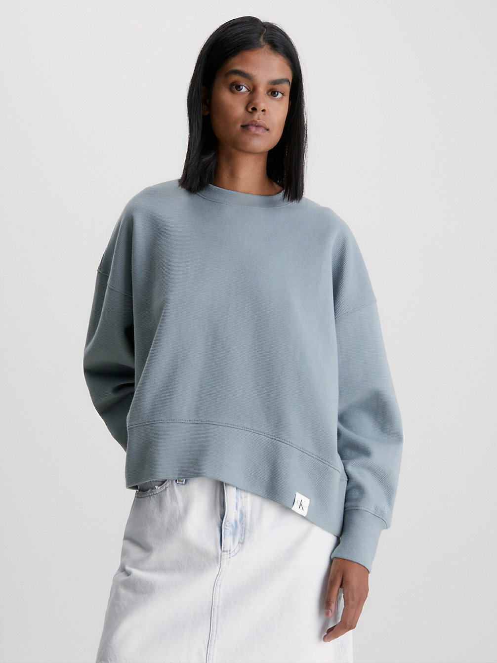 OVERCAST GREY > Lässige, Gerippte Ottoman Sweatshirt > undefined Damen - Calvin Klein