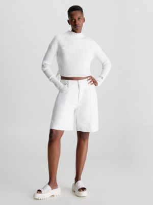 maglione con coulisse in cotone biologico ancient white da donna calvin klein jeans