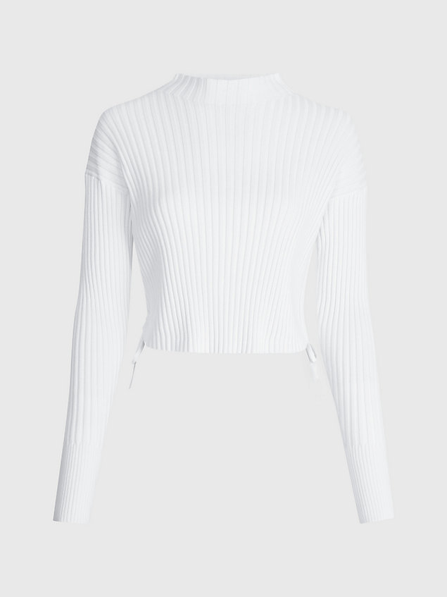 white organic cotton drawstring jumper for women calvin klein jeans