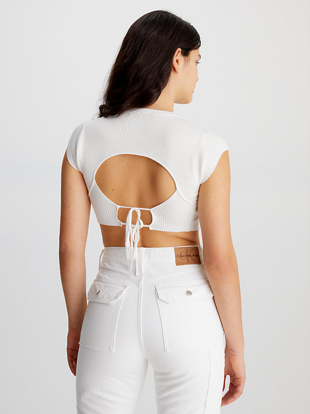 ANCIENT WHITE Cropped Open Back Knit Top for women CALVIN KLEIN JEANS