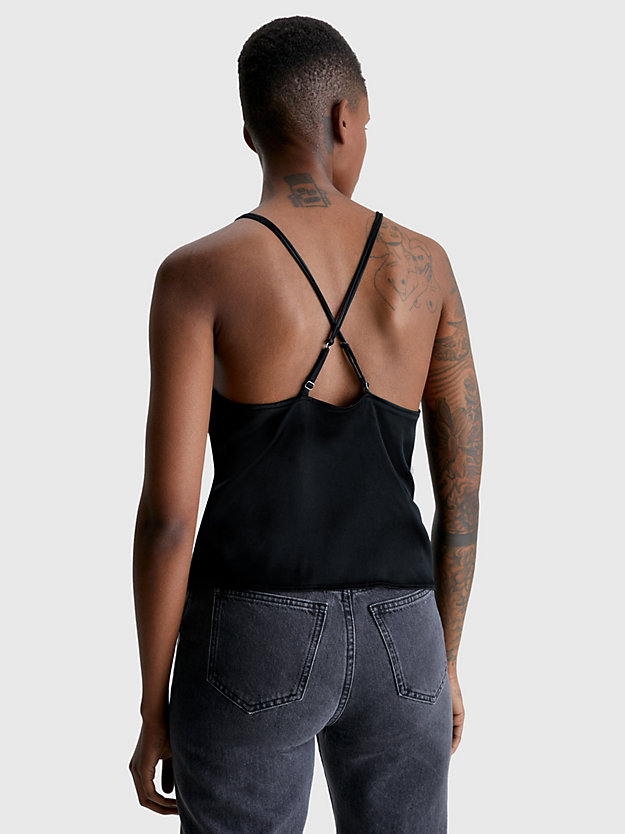 CK BLACK Cami-Top aus Satin mit gekreuztem Design für Damen CALVIN KLEIN JEANS