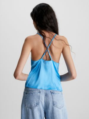 BLUE CRUSH Cami-Top aus Satin mit gekreuztem Design für Damen CALVIN KLEIN JEANS