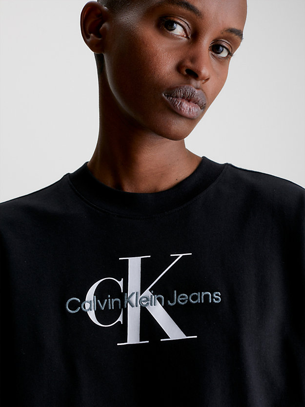 CK BLACK T-shirt con monogramma dal taglio relaxed da donna CALVIN KLEIN JEANS