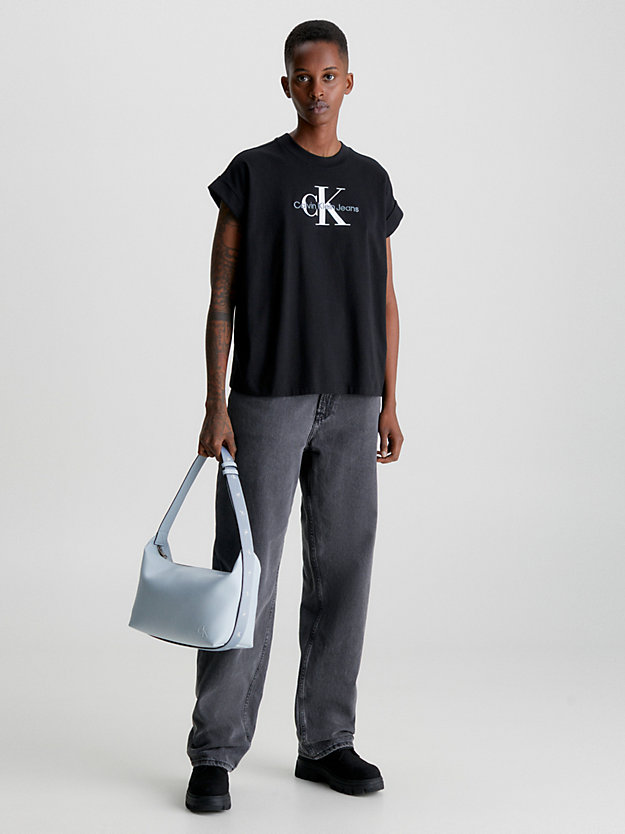 camisa holgada con monograma ck black de mujer calvin klein jeans