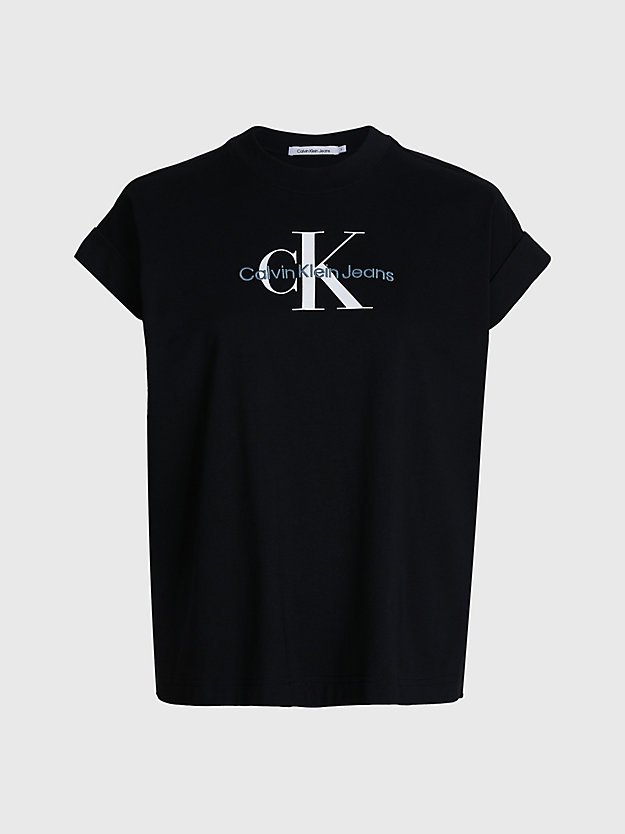 camisa holgada con monograma ck black de mujer calvin klein jeans