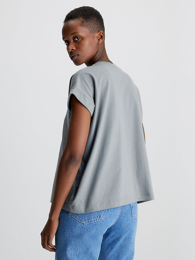 camisa holgada con monograma overcast grey de mujer calvin klein jeans