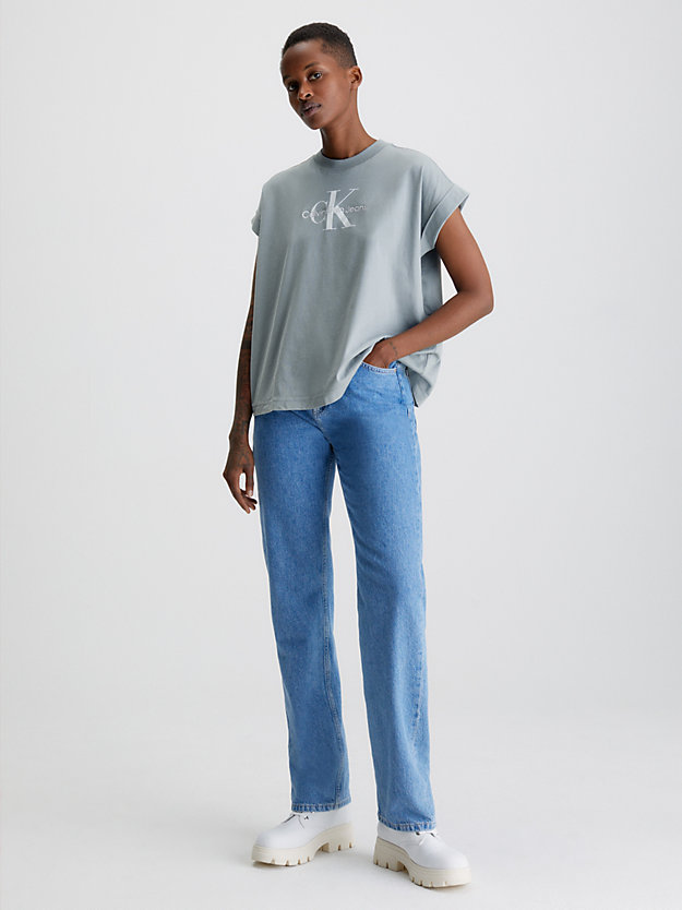 camisa holgada con monograma overcast grey de mujer calvin klein jeans