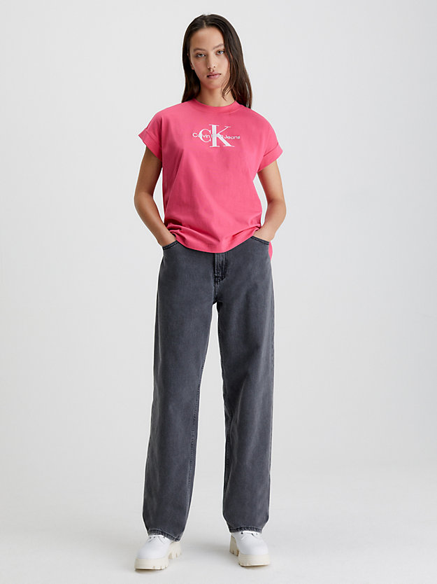 camisa holgada con monograma pink flash de mujer calvin klein jeans