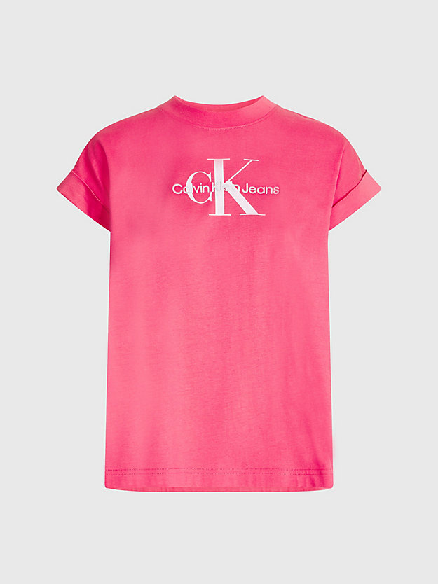 t-shirt con monogramma dal taglio relaxed pink flash da donna calvin klein jeans