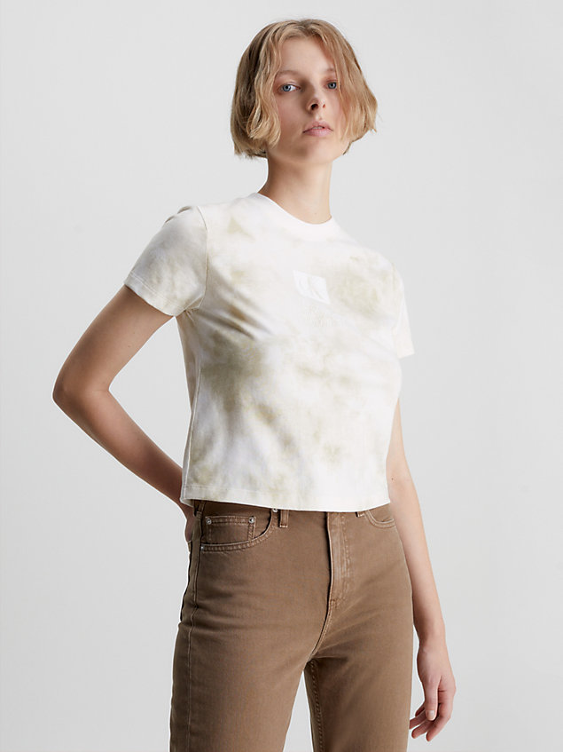 white slim tie dye t-shirt for women calvin klein jeans