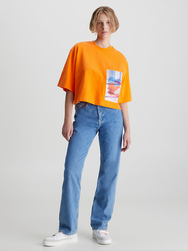 VIBRANT ORANGE Relaxed Embroidered T-shirt for women CALVIN KLEIN JEANS