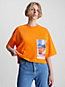 vibrant orange relaxed embroidered t-shirt for women calvin klein jeans
