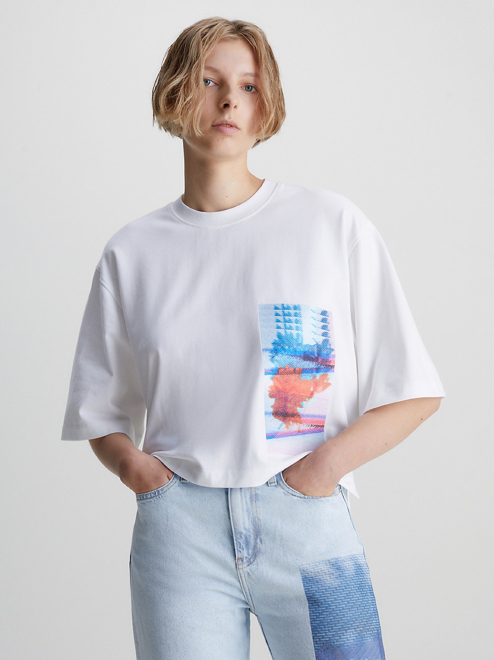 BRIGHT WHITE > Luźny T-Shirt Z Haftowanym Logo > undefined Kobiety - Calvin Klein