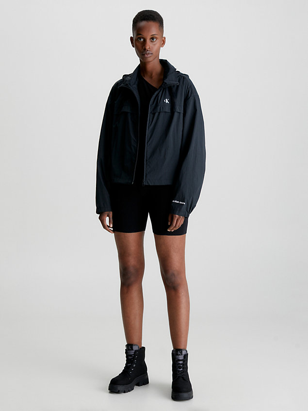 black recycled hooded windbreaker for women calvin klein jeans