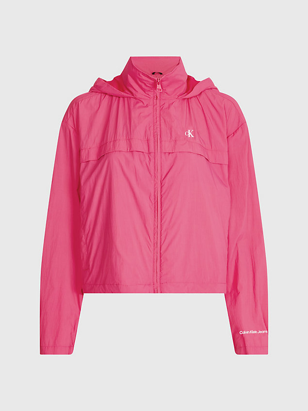 pink recycled hooded windbreaker for women calvin klein jeans