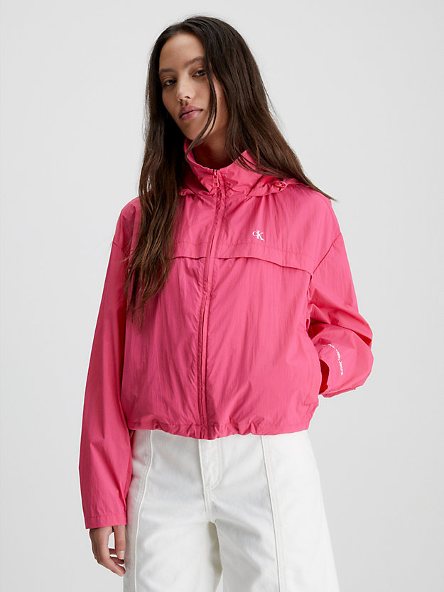 pink flash recycled hooded windbreaker for women calvin klein jeans