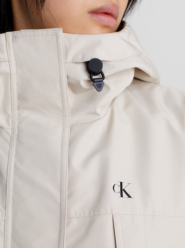 classic beige oversized waterproof jacket for women calvin klein jeans