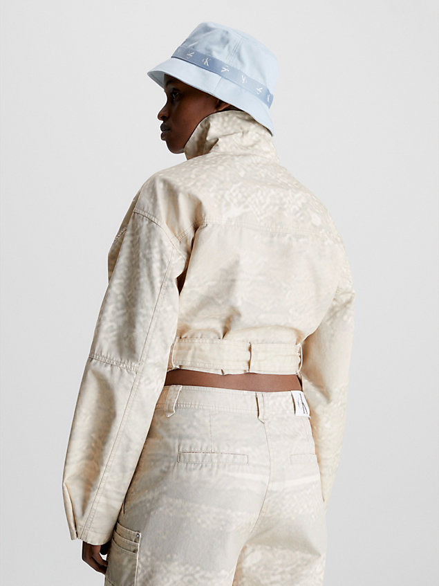beige cropped belted utility jacket for women calvin klein jeans