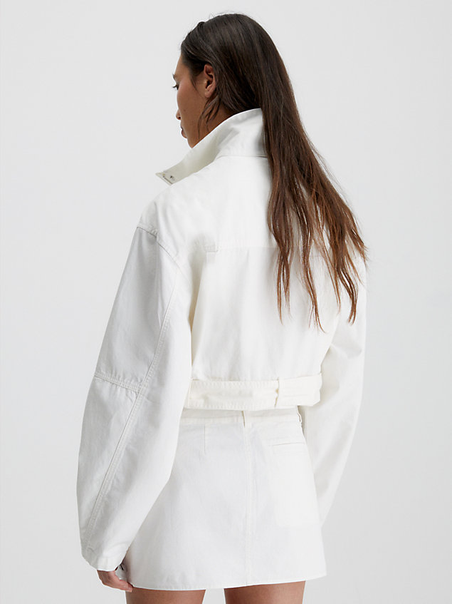 white cropped belted utility jacket for women calvin klein jeans