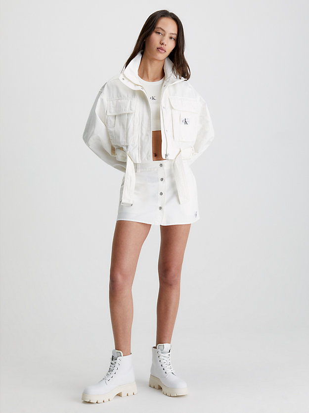 ancient white cropped belted utility jacket for women calvin klein jeans