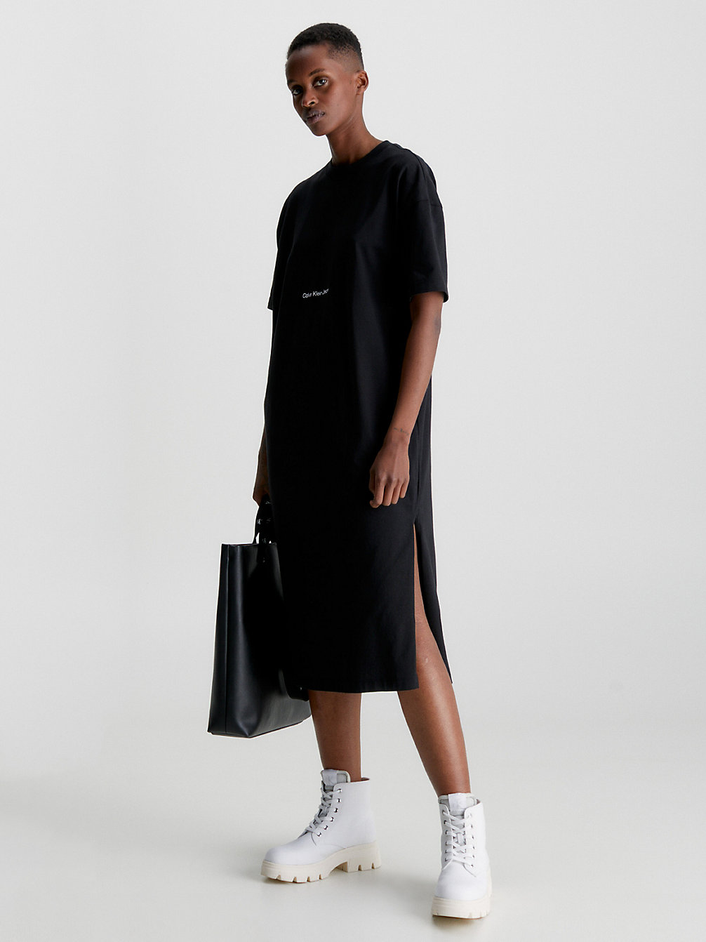 CK BLACK > Swobodna Długa Sukienka Typu T-Shirt > undefined Kobiety - Calvin Klein