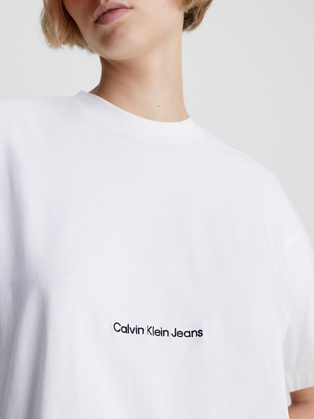 bright white lässiges, langes t-shirt-kleid für damen - calvin klein jeans