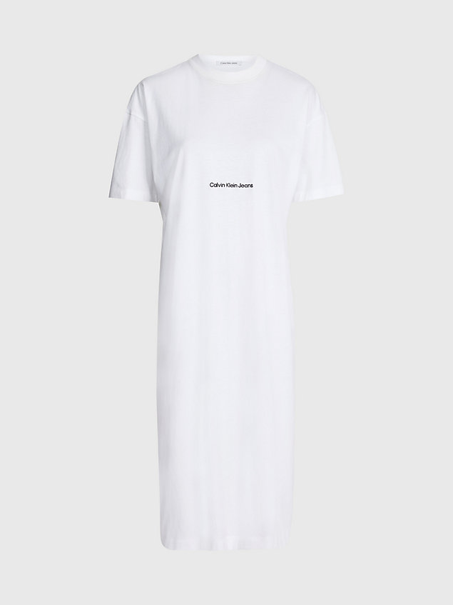 white lässiges, langes t-shirt-kleid für damen - calvin klein jeans