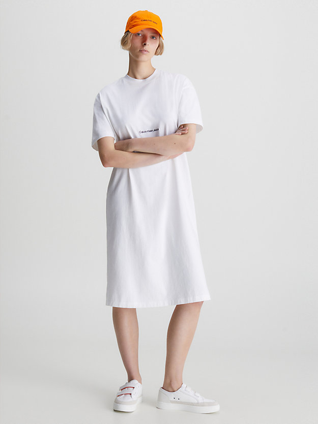 BRIGHT WHITE Lässiges, langes T-Shirt-Kleid für Damen CALVIN KLEIN JEANS