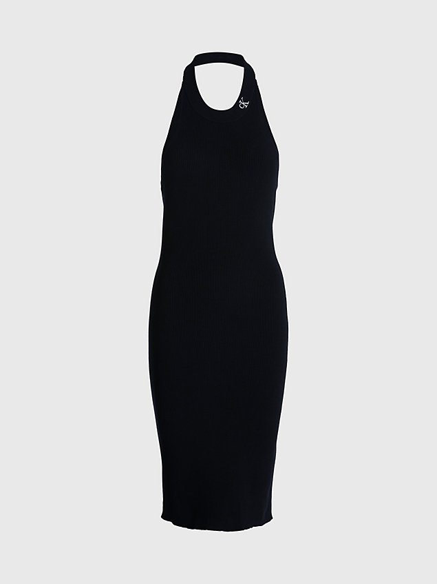 black organic cotton halter neck dress for women calvin klein jeans
