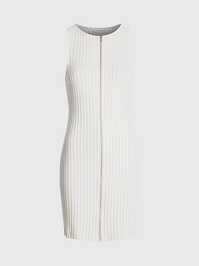 mini-robe côtelée avec fermeture éclair sur toute la longueur beige pour femmes calvin klein jeans