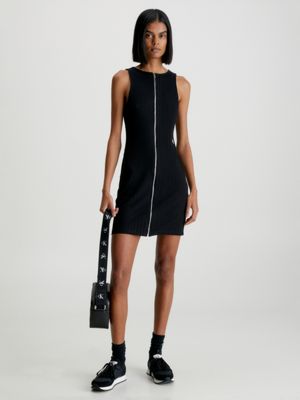 calvin klein black dress sleeveless