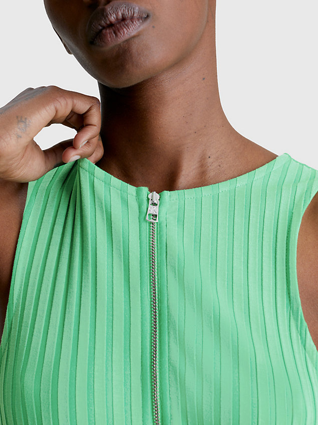 green ribbed zip-through mini dress for women calvin klein jeans