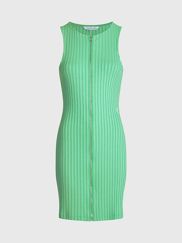 mini-robe côtelée avec fermeture éclair sur toute la longueur green pour femmes calvin klein jeans