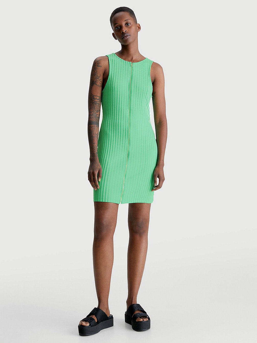 NEPTUNES WAVE Geripptes Minikleid Mit Durchgehendem Reißverschluss undefined Damen Calvin Klein