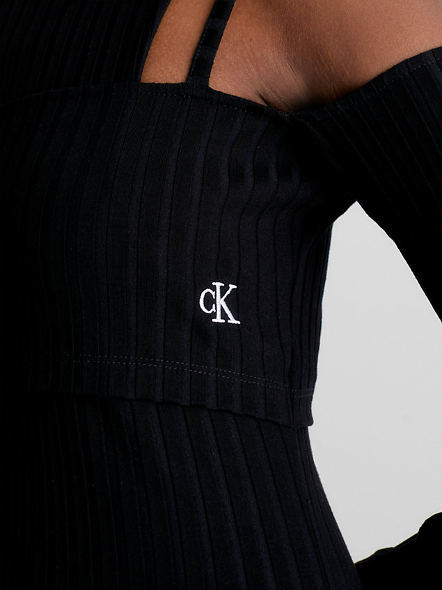 black double layer cut out midi dress for women calvin klein jeans