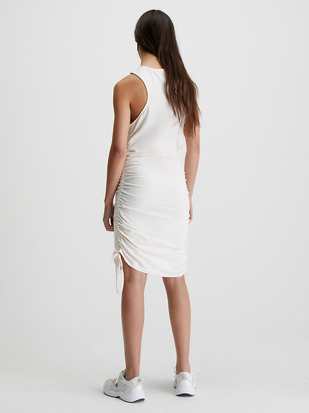 white marszczona sukienka mini ze ściąganym sznureczkiem dla kobiety - calvin klein jeans