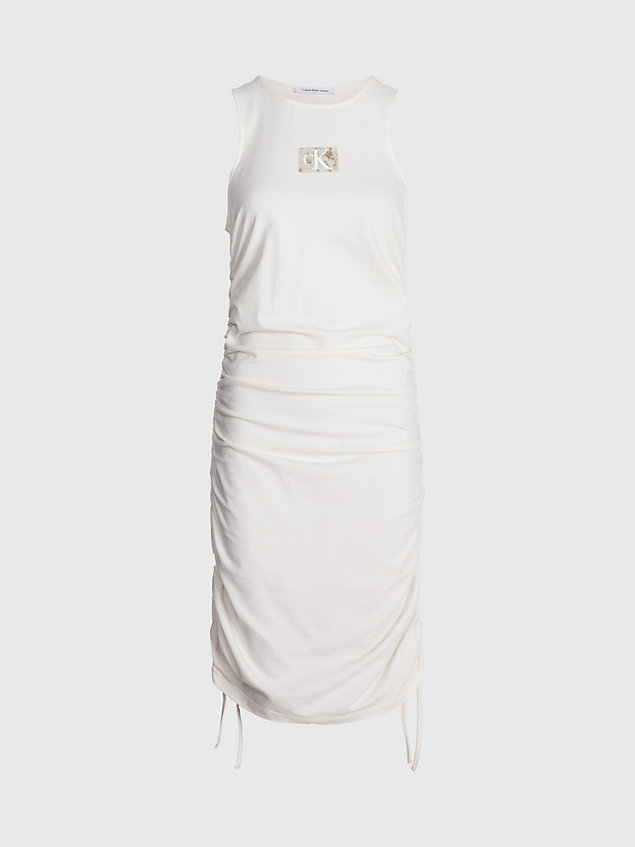 white marszczona sukienka mini ze ściąganym sznureczkiem dla kobiety - calvin klein jeans
