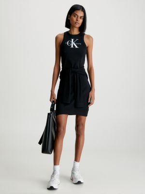 calvin klein black dress sleeveless