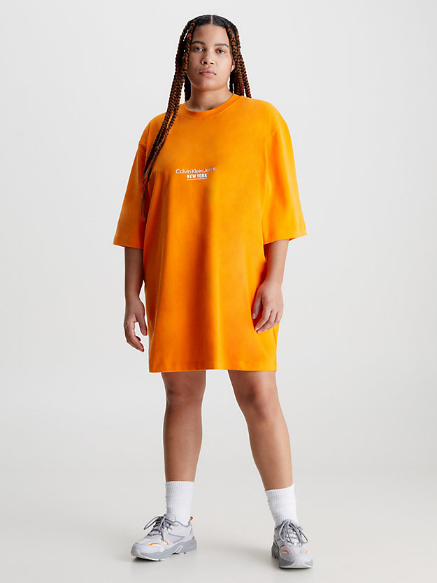 vibrant orange embroidered t-shirt dress for women calvin klein jeans