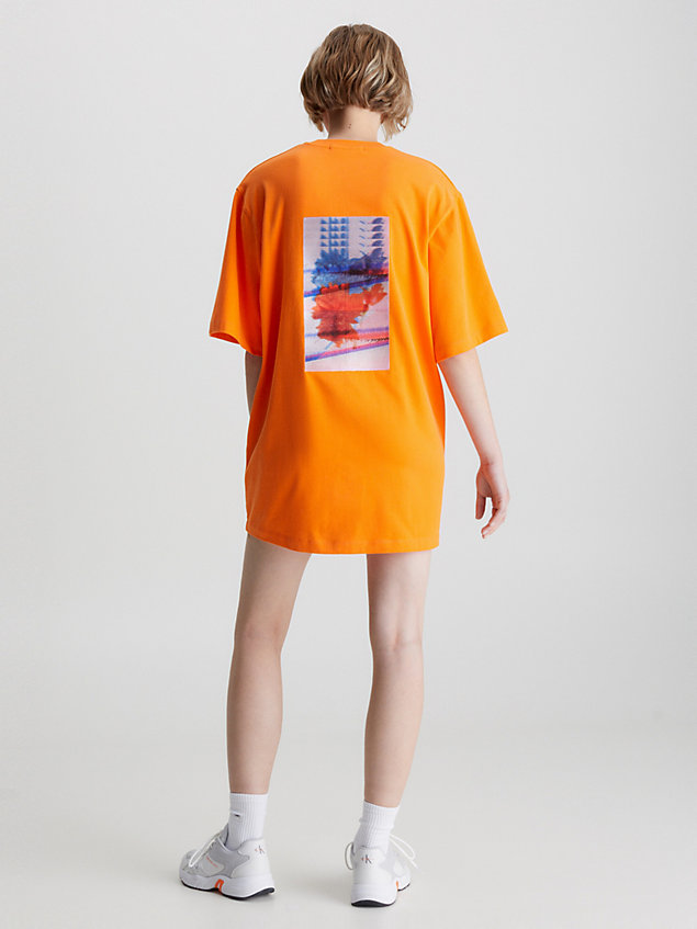 orange t-shirtjurk met borduursel voor dames - calvin klein jeans