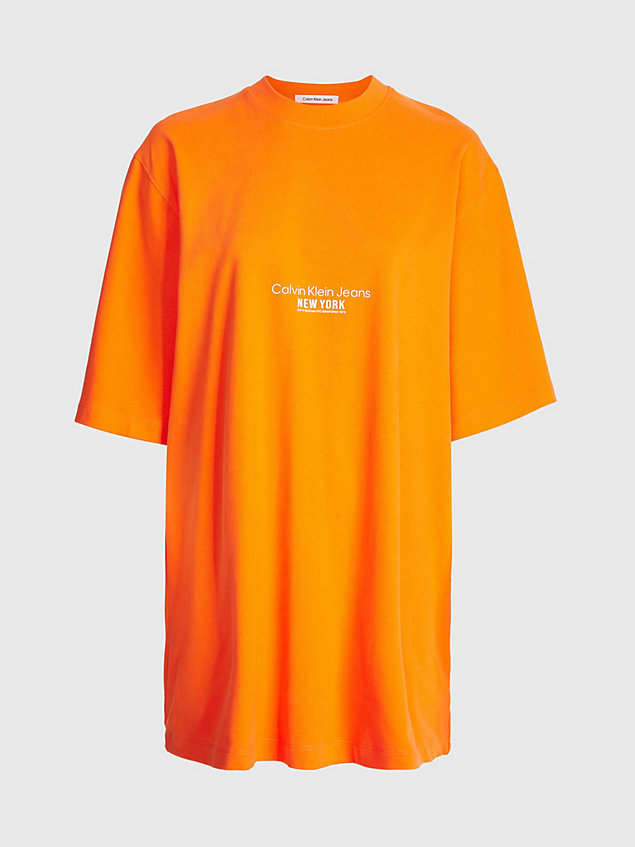 orange embroidered t-shirt dress for women calvin klein jeans