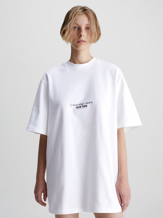 BRIGHT WHITE T-Shirt-Kleid mit Stickerei für Damen CALVIN KLEIN JEANS