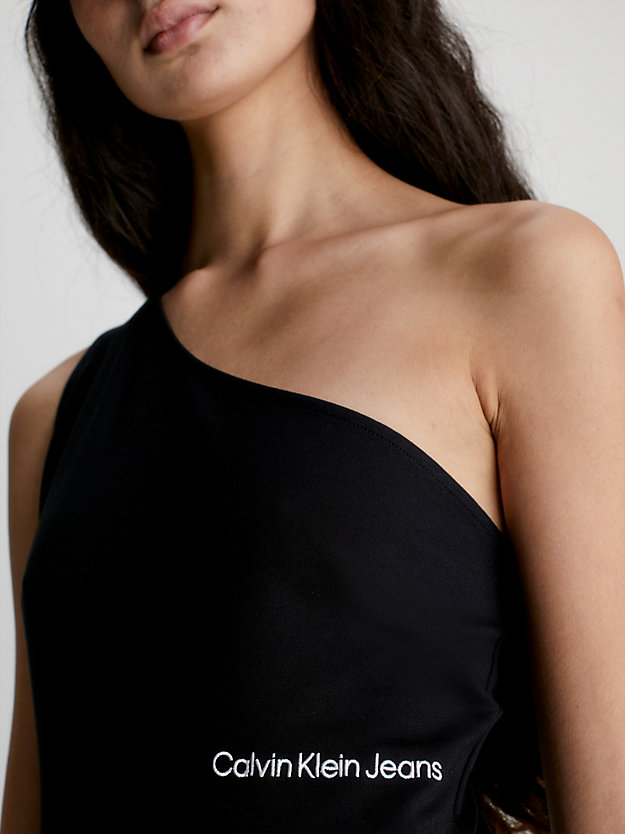 CK BLACK One Shoulder Kleid aus Milano-Jersey für Damen CALVIN KLEIN JEANS