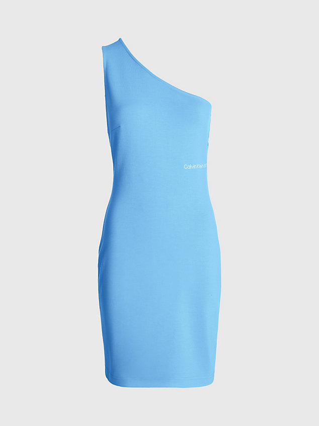 blue one shoulder milano jersey jurk voor dames - calvin klein jeans