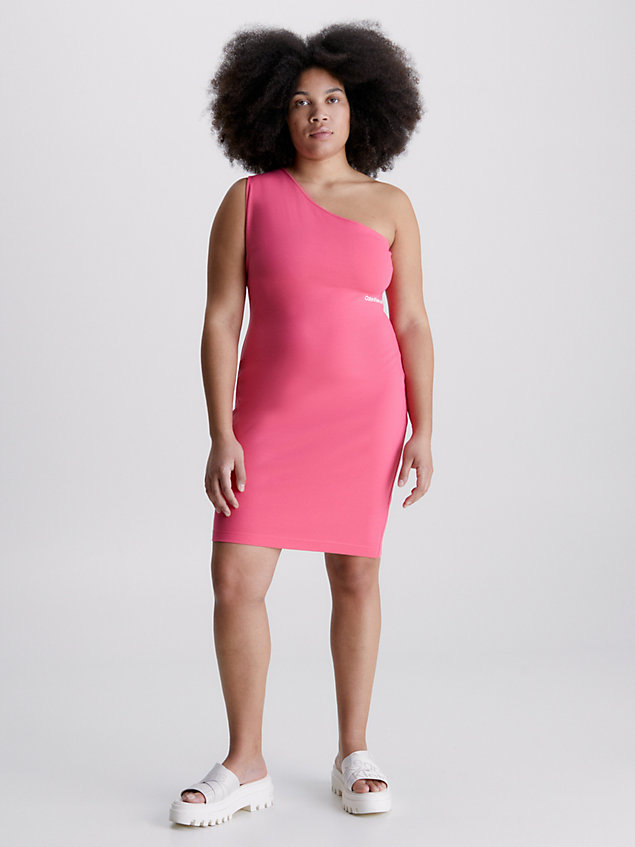 pink milano jersey one-shoulder dress for women calvin klein jeans