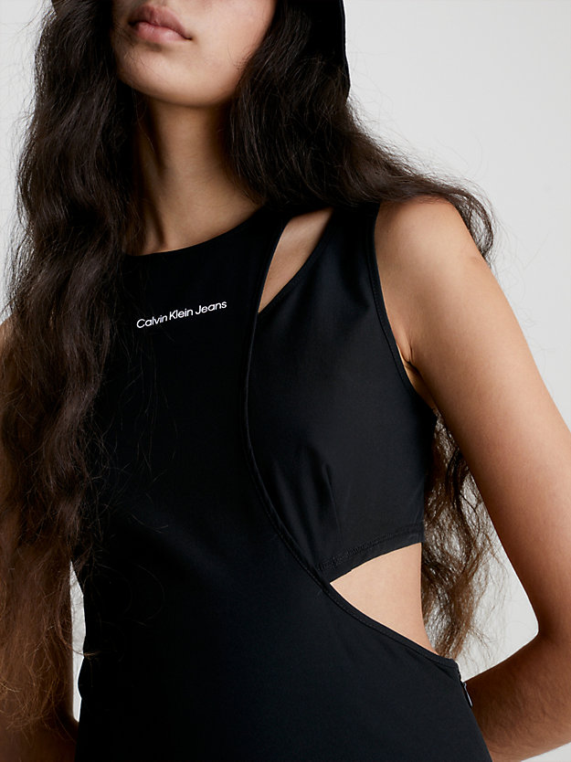CK BLACK Asymmetrisches Bodycon-Kleid mit Cutouts für Damen CALVIN KLEIN JEANS