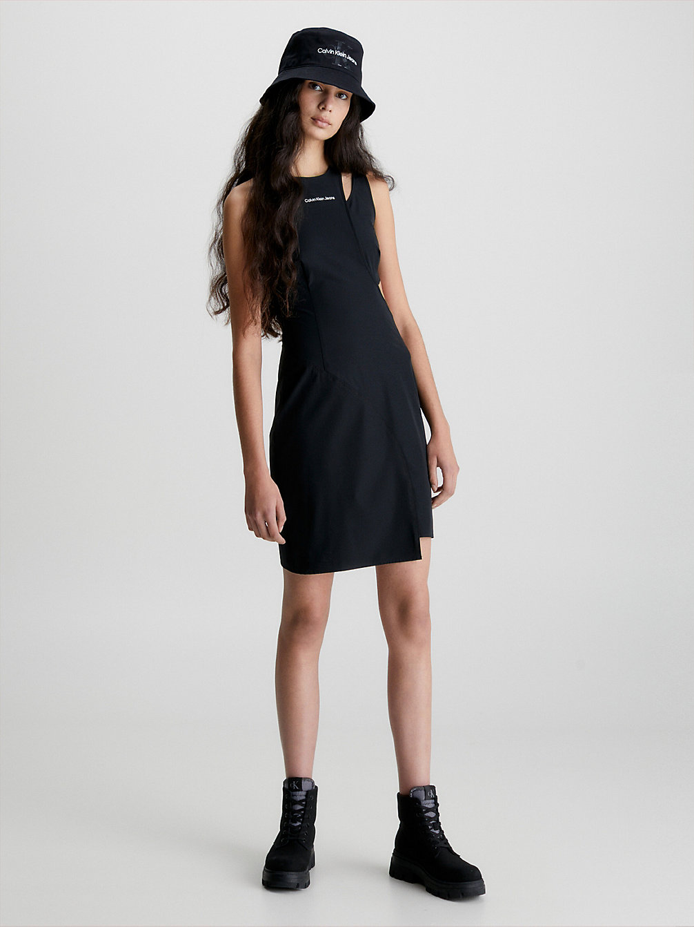 CK BLACK Asymmetric Cut Out Bodycon Dress undefined women Calvin Klein