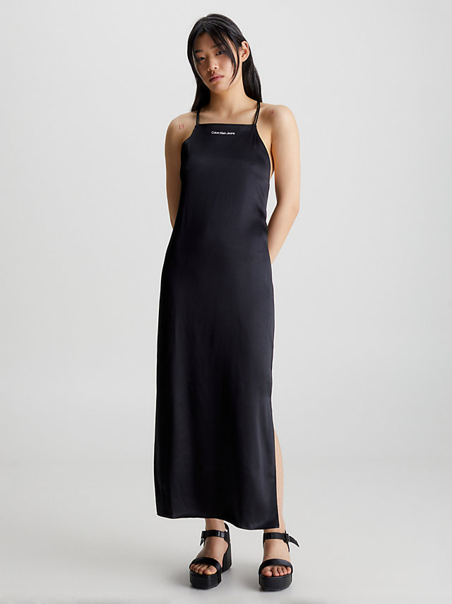 CK Black Satin Open Back Maxi Dress undefined women Calvin Klein
