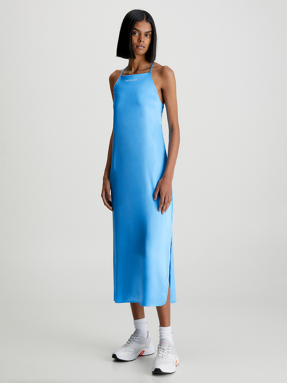 BLUE CRUSH Satin Open Back Maxi Dress undefined women Calvin Klein