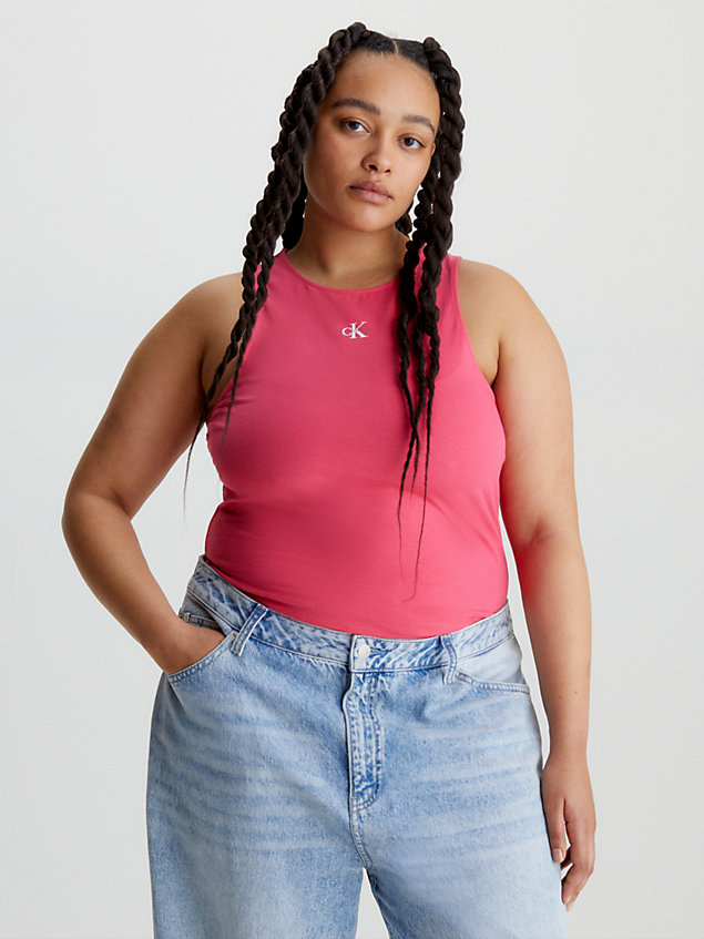 camiseta de tirantes de algodón orgánico pink de mujer calvin klein jeans